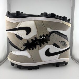 Nike Air Jordan 1 Mid TD Football Cleats White Tan Black Men’s 9.5